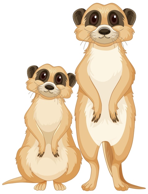 Free vector two cute meerkats in cartoon style