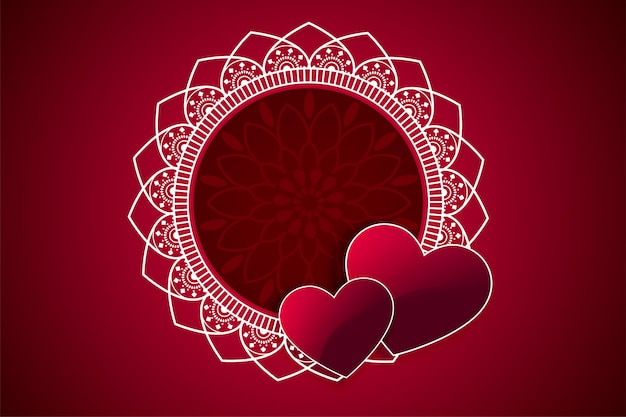 Free vector two decorative hearts frame with text space