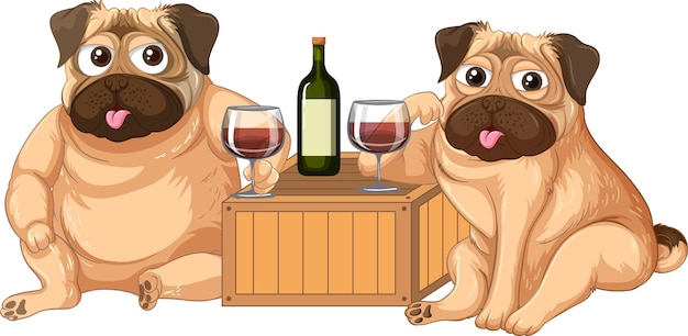 Free vector two dogs drinking wine