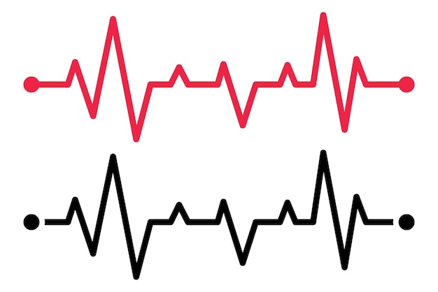 빨간색과 글리프의 두 개의 ecg 라인