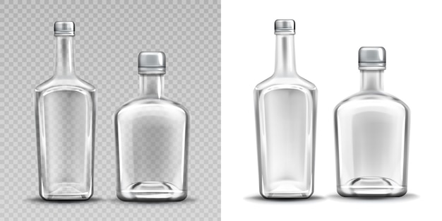 Two empty glass bottles set