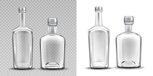 2つの空のガラス瓶セット