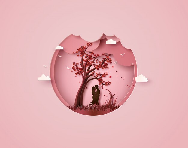 Download Premium Vector Two Enamored Under A Love Tree