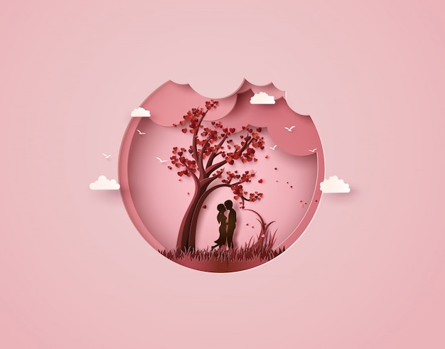 Download Premium Vector Two Enamored Under A Love Tree