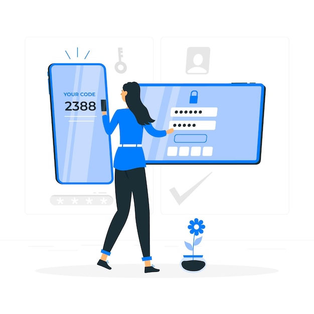 Free vector two factor authentication concept illustration