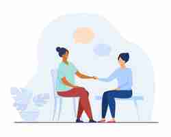 Free vector two female friends talking and holding hands