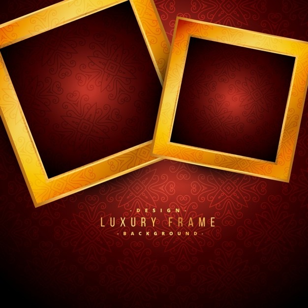Two frames on a red ornamental background