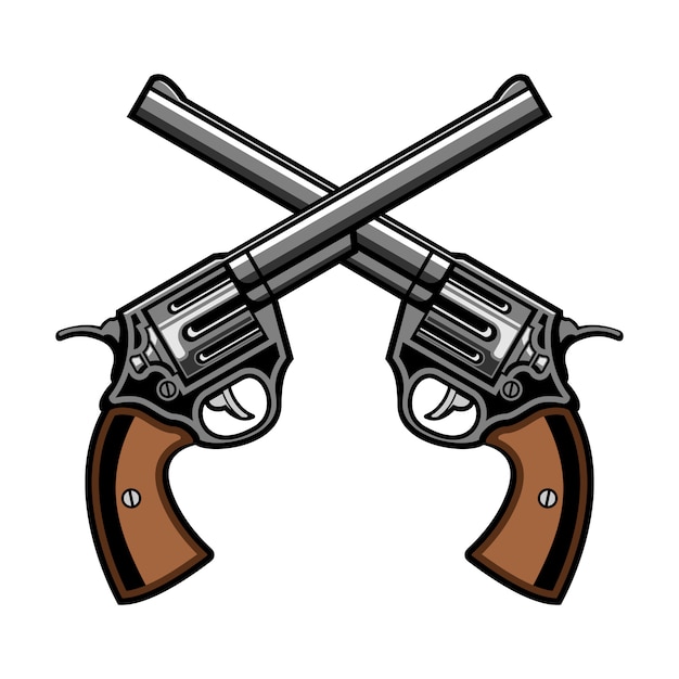 Premium Vector Two Gun Revolver Cross Logo Vector Illustration