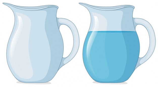 Vettore gratuito due vasi con e senza acqua