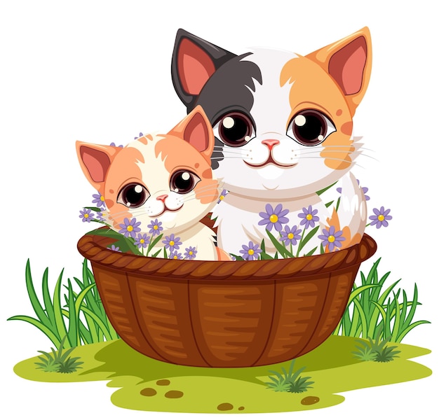 Free vector two kittens in a basket