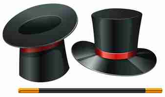 Бесплатное векторное изображение Две волшебные шляпы и одна палочка