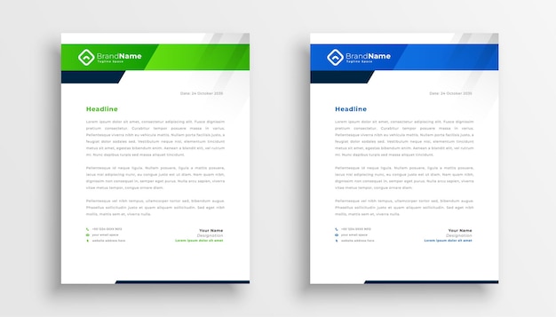 Two modern letterhead template design for business identity