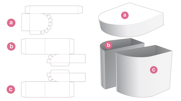 Two in one round bowl and lid die cut template