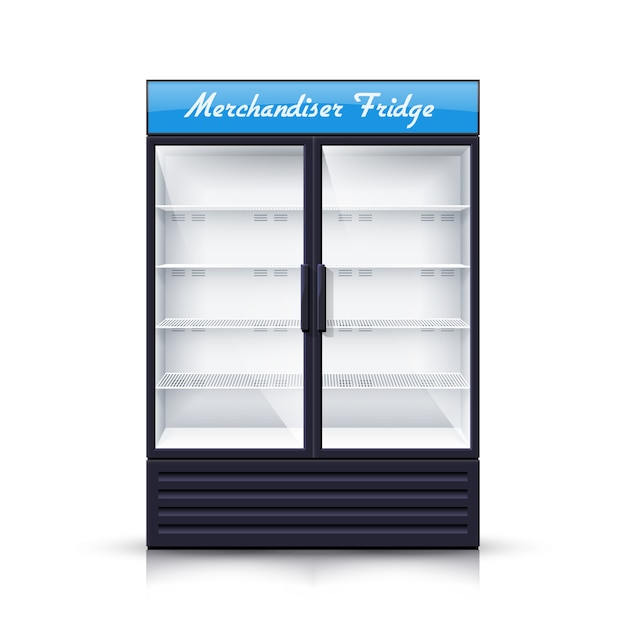 Free vector two panels empty fridge realistic illustration