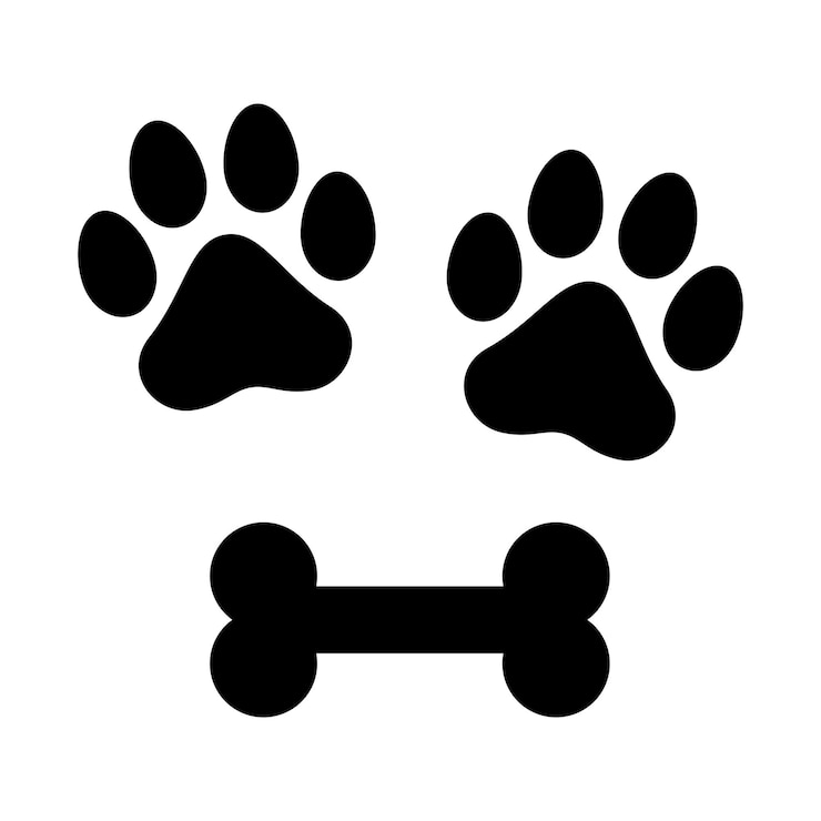 Free Vector two paw prints with bone glyph style