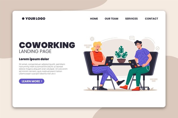 Two people coworking landing page