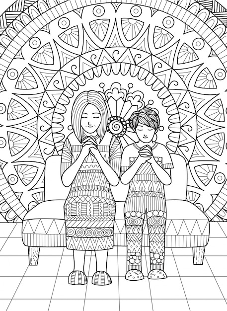 Two people praying background