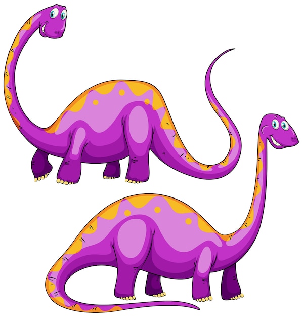 Free vector two purple dinosaurs smiling