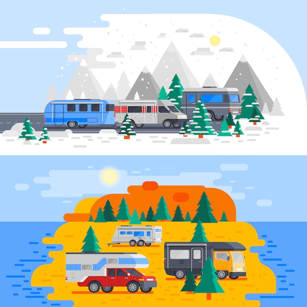 Two recreational vehicles composition