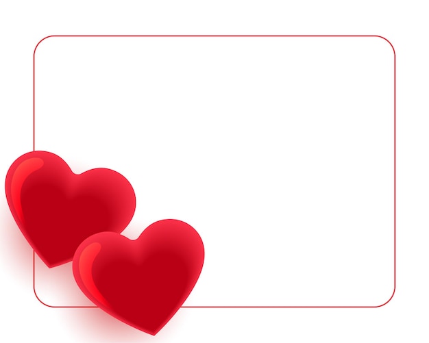 Free vector two red hearts frame with text space