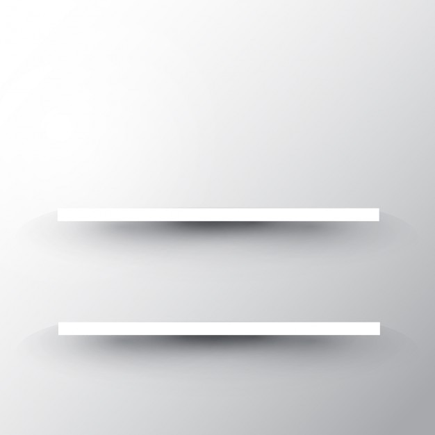 Free vector two shelves on a white wall background