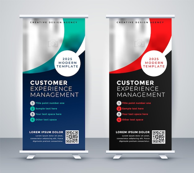 Two standee roll up banner presentation template