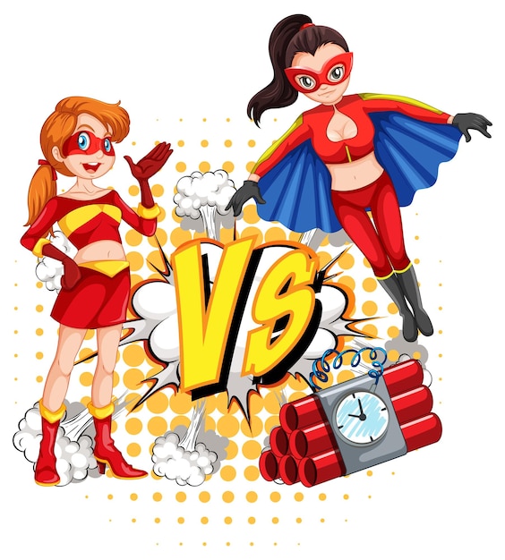 Бесплатное векторное изображение Два супергероя борются друг с другом