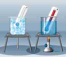 Free vector two thermometers in hot and cool water