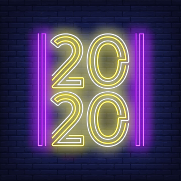 Two thousand and twenty in neon style