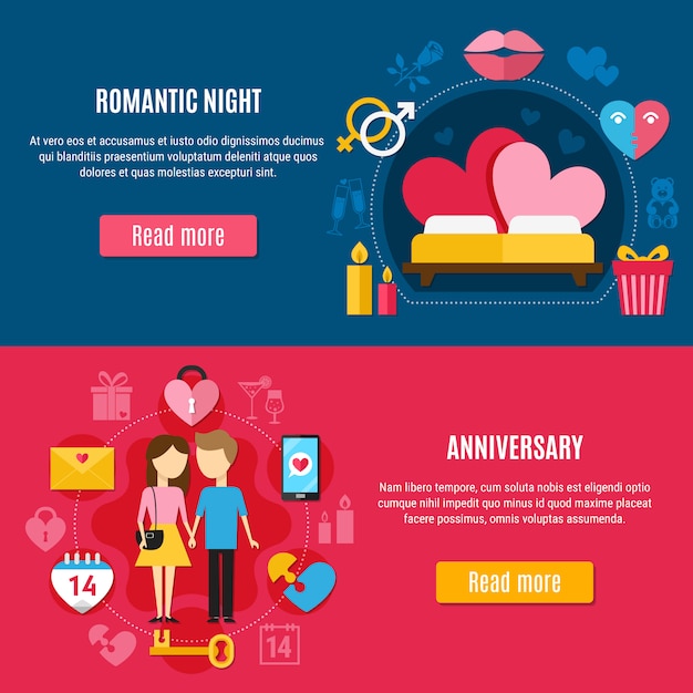 Free vector two valentines day banner set