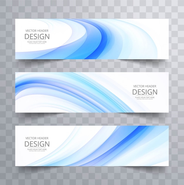 Free vector two white banners with blue dynamic shapes