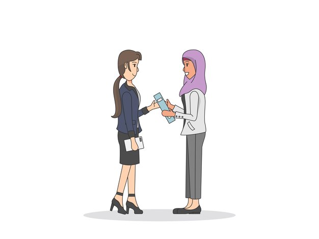 仕事について話し合っている2人の女性