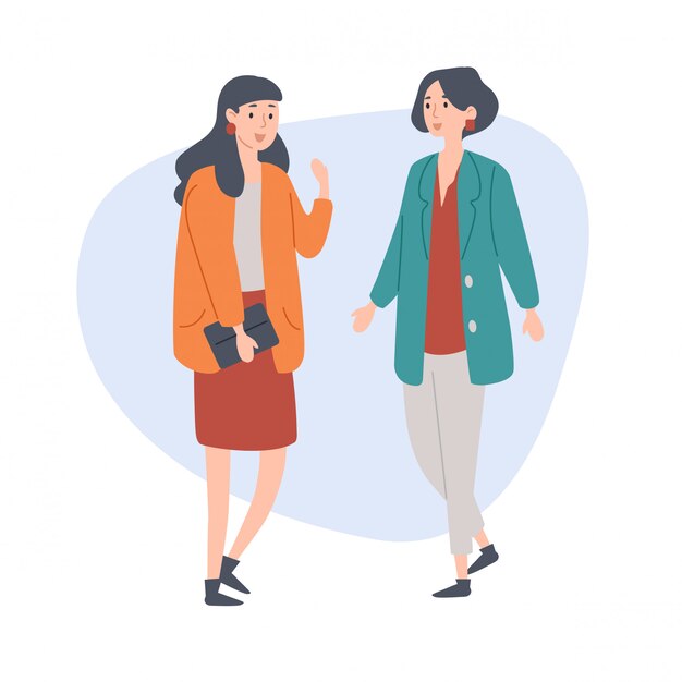 Two women friends talking to each other. | Premium Vector