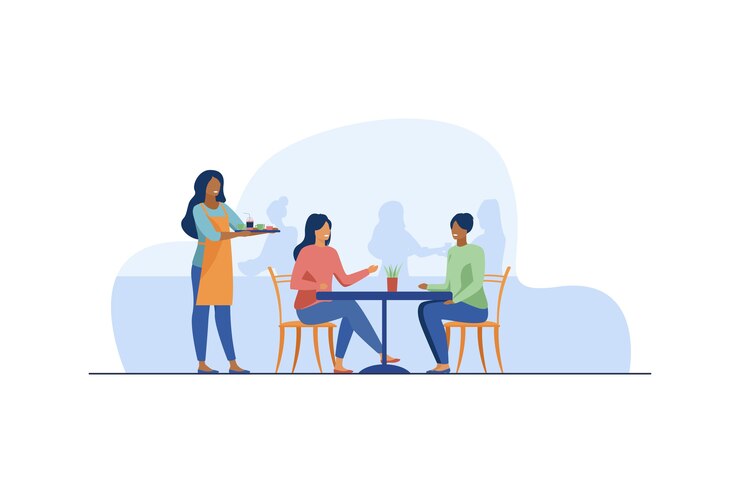 Free Vector two women sitting in cafe.