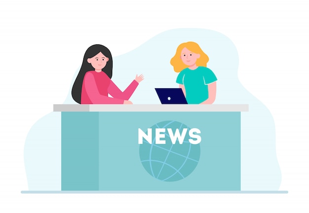 Free vector two women telling news in studio