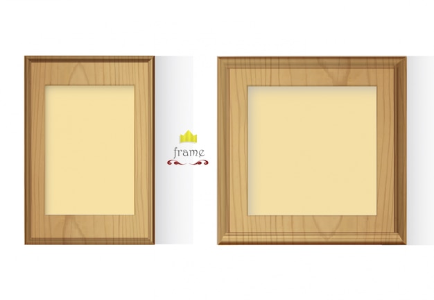 Two wooden frames on white background