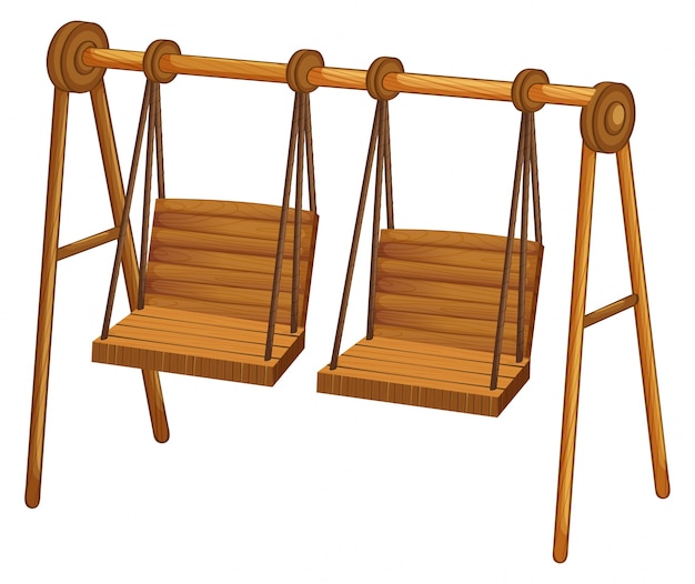 Free vector two wooden swings on white