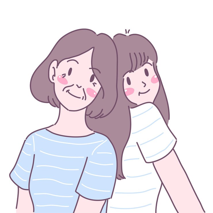無料Vector 2人の若い女性が喜んで背中に衝突しました。
