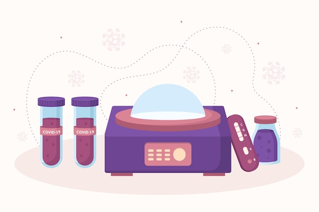 Types of coronavirus test and tubes with blood