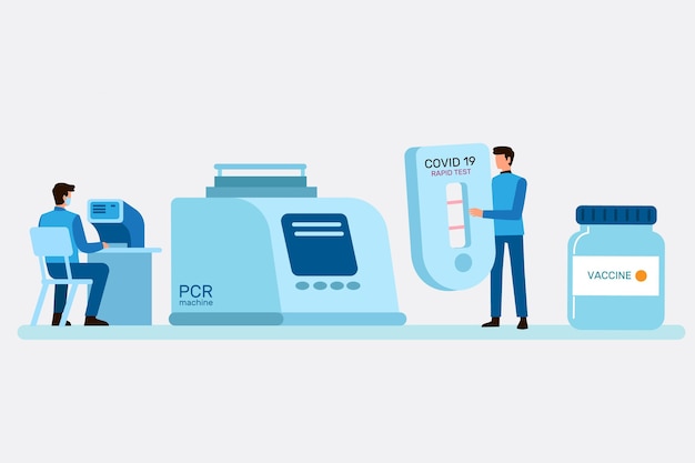 Types of coronavirus test with researchers