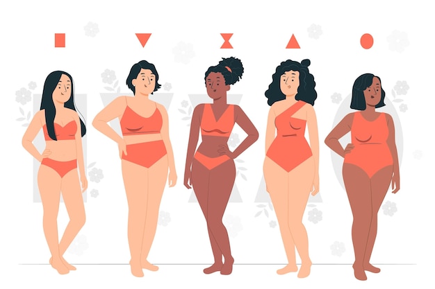 Types of female body shapes concept illustration