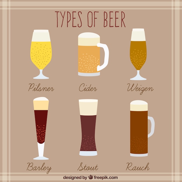 Types of hand drawn beer