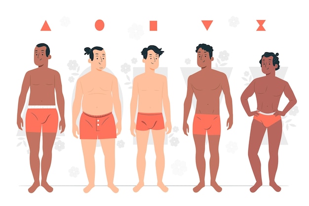 Types of male body shapes concept illustration
