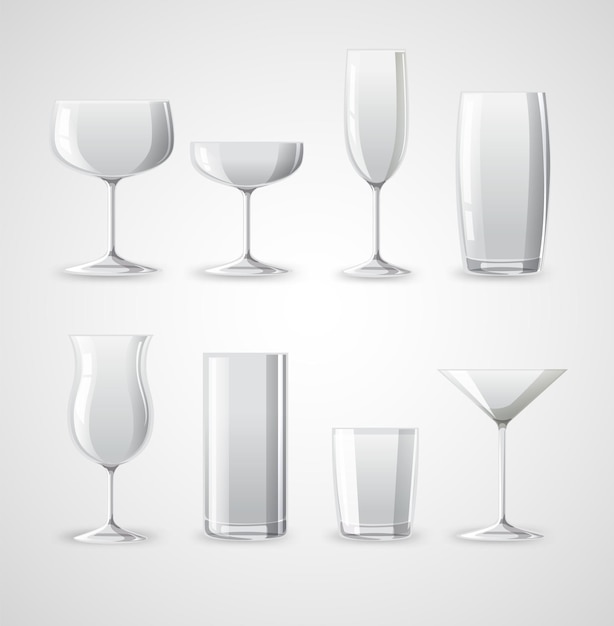 Бесплатное векторное изображение Виды коктейльных бокалов