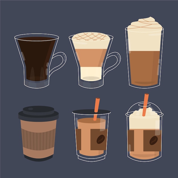 無料ベクター コーヒーセットの種類