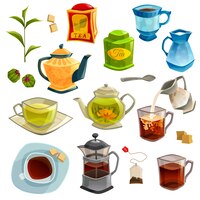 Бесплатное векторное изображение Типы чайного сервиза