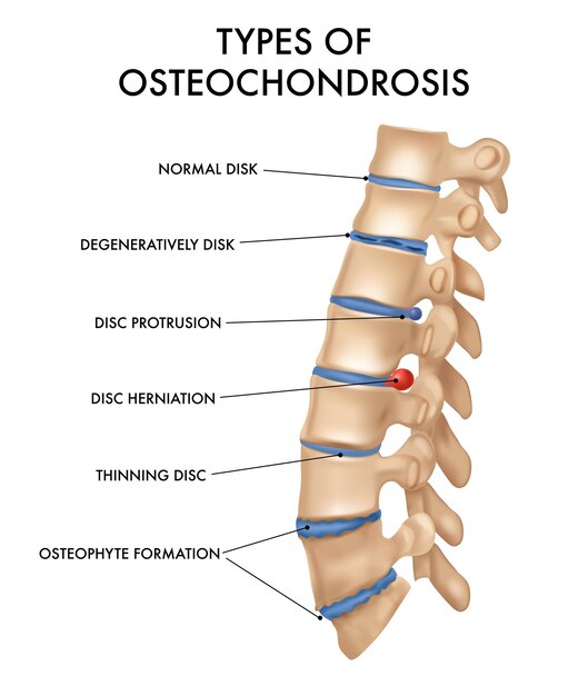 Types of osteochondrosis with spinal column