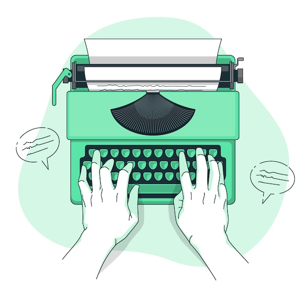 Бесплатное векторное изображение Иллюстрация концепции пишущей машинки