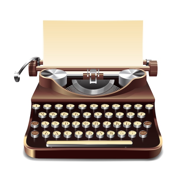 Бесплатное векторное изображение Пишущая машинка реалистичная иллюстрация