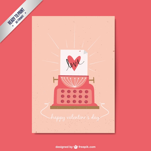 Free Vector typewriter valentine day card